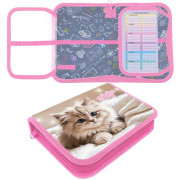 Пенал 1 отделение с 2 откидными планками (Оникс) ПКТ 09-20-1 Пушистое счастье Maxi 200х140х40мм ткань