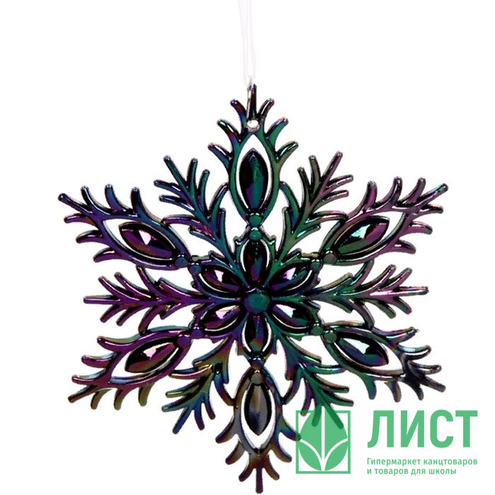 Украшение декор.подвеска "Снежинка. Северное сияние" 14см цв.хамелеон арт.916-921