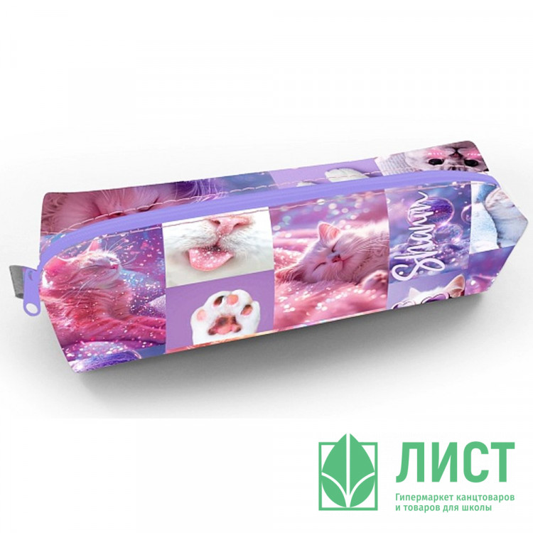 Пенал-косметичка 1 отделение (Hatber) Мяу стори мягкий 210х50х60мм арт.NPk_61153