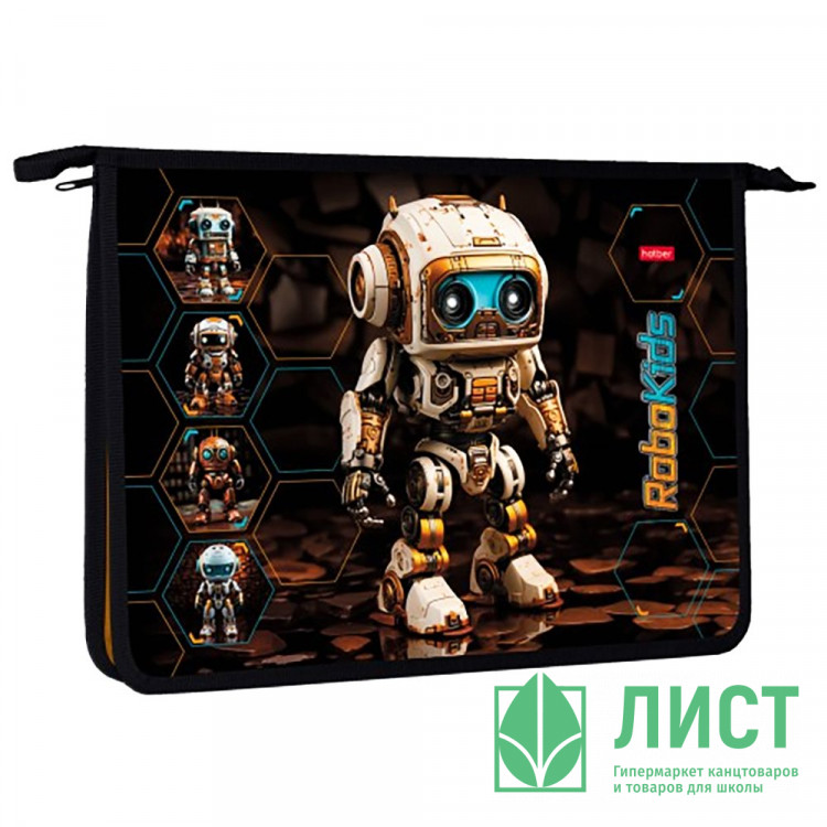 Папка школьная для труда А4 на молнии 2 отделения (Hatber) Робо арт.AMt_07064
