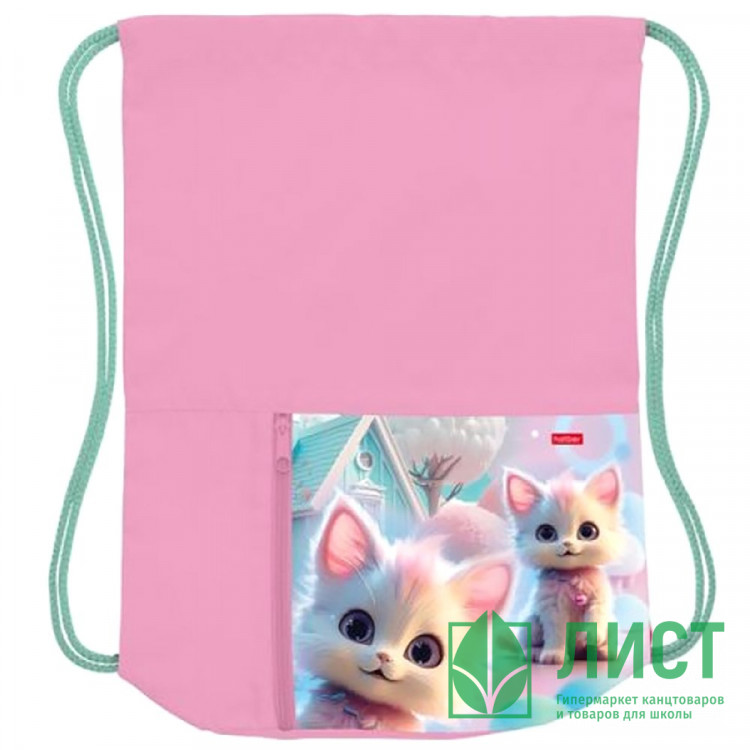 Сумка для сменной обуви 2 отделения (Hatber) Кошка Зефирка 340х410мм с карманом арт.NMn_30061