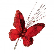 Украшение декоративное "Бабочка" на клипсе 27см фольга цв.красный арт.87466