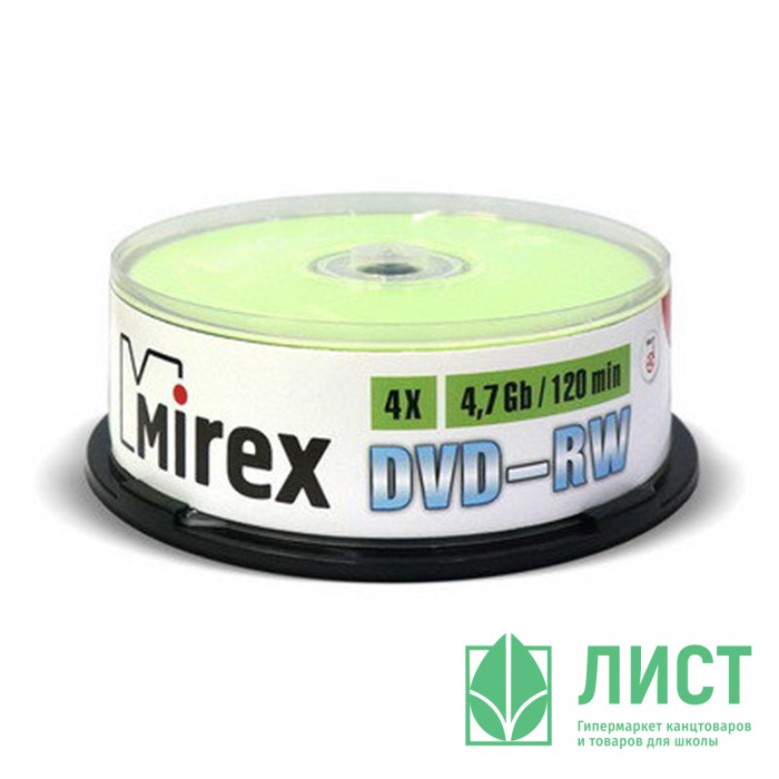 Диск  DVD+RW Mirex 4,7Гб 4x Cake Box (25) УПАКОВКА