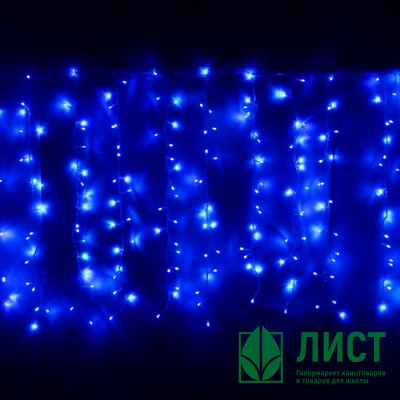 Гирлянда электрическая уличная занавес Дождь 3*2,5м 480LED цвет синий (светлый провод) мятая упаковка арт.196-506 Гирлянда электрическая уличная занавес Дождь 3*2,5м 480LED цвет синий (светлый провод) мятая упаковка арт.196-506