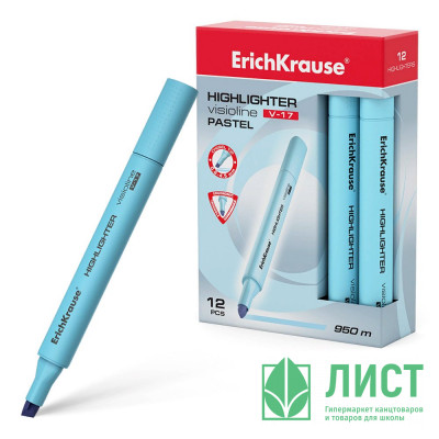 Маркер флуорисцентный ErichKrause Visioline V-17 Pastel скош. голубой арт.56022 (Ст.12) Маркер флуорисцентный ErichKrause Visioline V-17 Pastel скош. голубой арт.56022 (Ст.12)