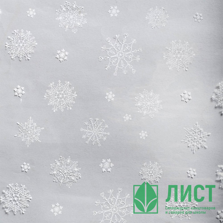 Пленка упаковочная 100*5,2м "Снежинки" прозрачная арт.4455514