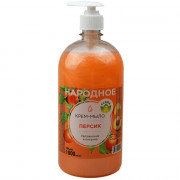 туалетное мыло жидкое 1л дозатор Народное персик (крем) (Ст.12)