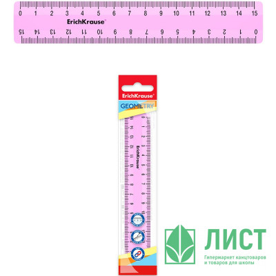 Линейка 15см пластиковая ErichKrause Pastel розовая арт.49535 (Ст.20) Линейка 15см пластиковая ErichKrause Pastel розовая арт.49535 (Ст.20)