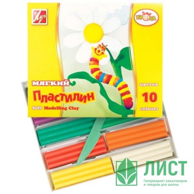 Пластилин 10 цветов 150-165 грамм (ЛУЧ) КРОХА мягкий со стеком арт 12С 875-08 Пластилин 10 цветов 150-165 грамм (ЛУЧ) КРОХА мягкий со стеком арт 12С 875-08