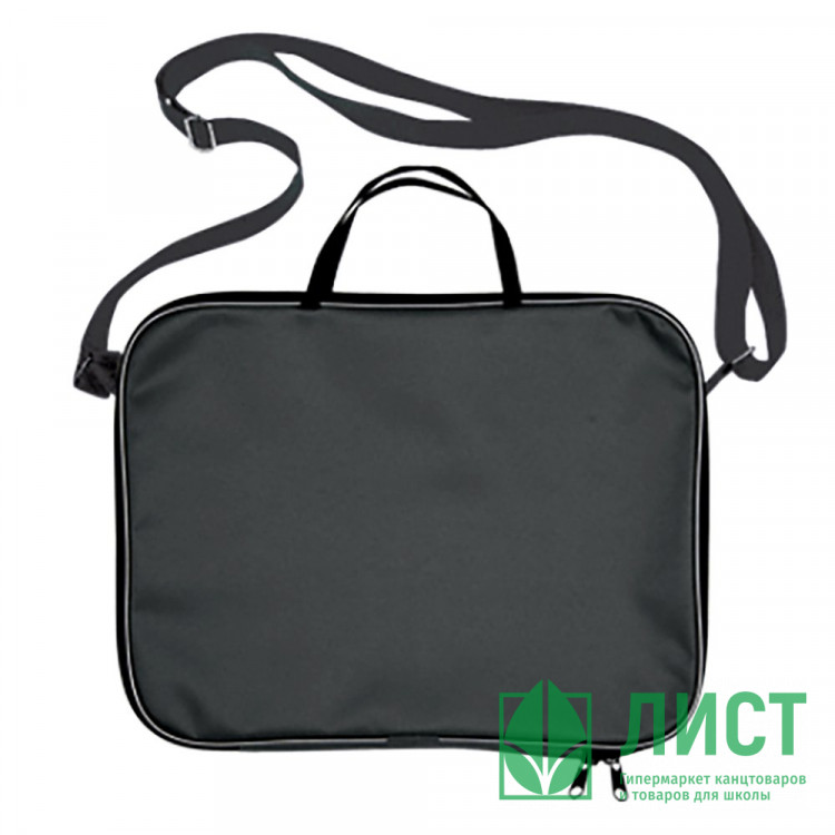 Папка А3 текстиль на молнии ручка-тесьма широкая боковина deVENTE Черная с регулируемым ремнем арт    3075935