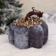 Игрушка декор. "Бархат Тыква блестящая" 10см цв.графит арт.183-0534