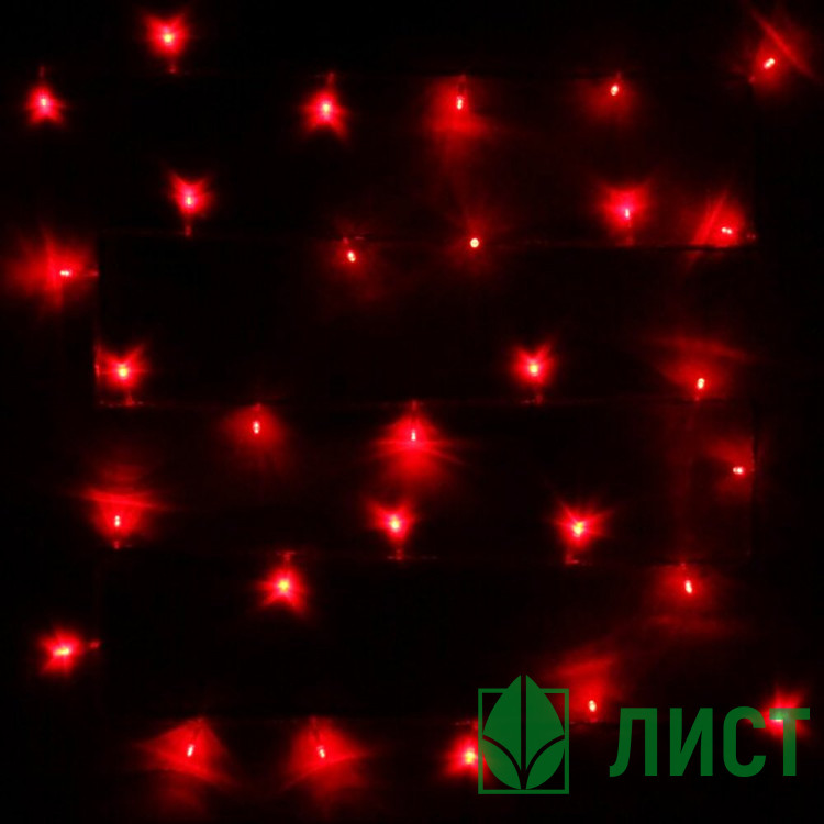 Гирлянда электрическая для дома точечная 9,5м 100LED цвет красный (светлый провод) 8режимов арт.129-023