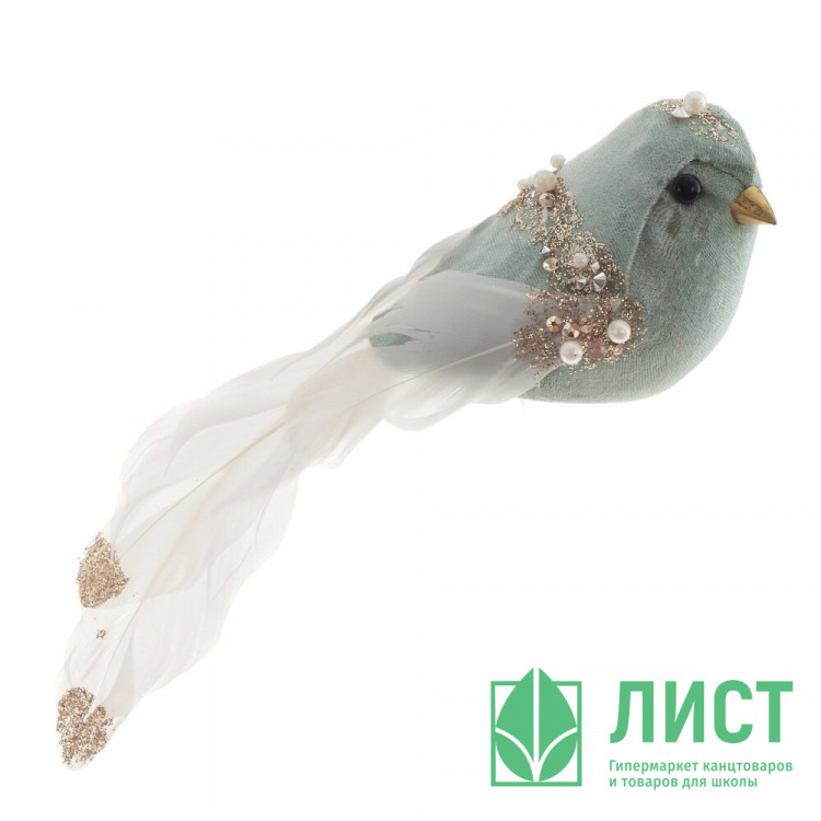 Украшение декор. на клипсе "Птичка" 08см цв.мятный арт.791054