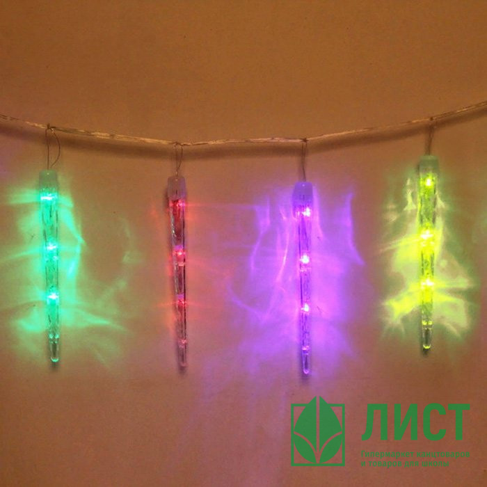 Гирлянда электрическая для дома фигурная 2,5м*20см 24LED "Сосулька" цвет мульти (светлый провод) 8режимов арт.183-214