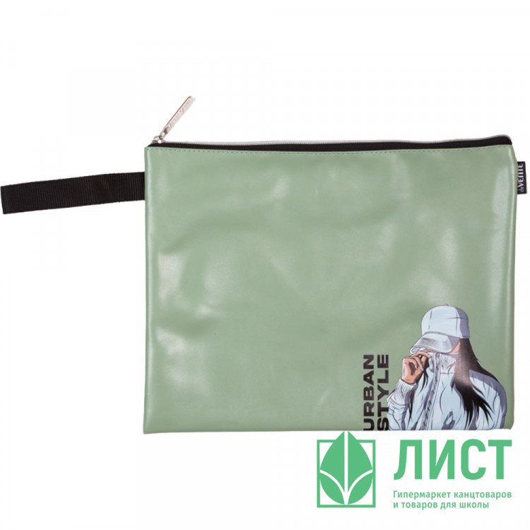 Папка школьная для тетрадей А4 на молнии кожзам (deVENTE) Urban Style с ручкой арт.8053507