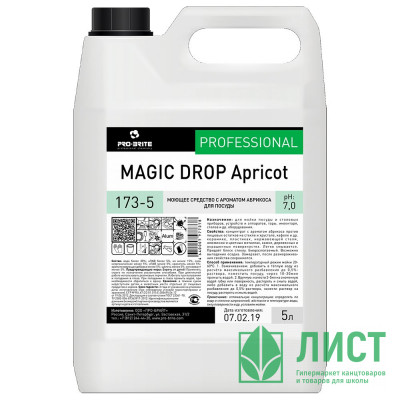 Средство с ароматом яблока для мойки посуды Pro-Brite Magic Drop Apricot 5л (концентрат) арт.173-5 Средство с ароматом яблока для мойки посуды Pro-Brite Magic Drop Apricot 5л (концентрат) арт.173-5