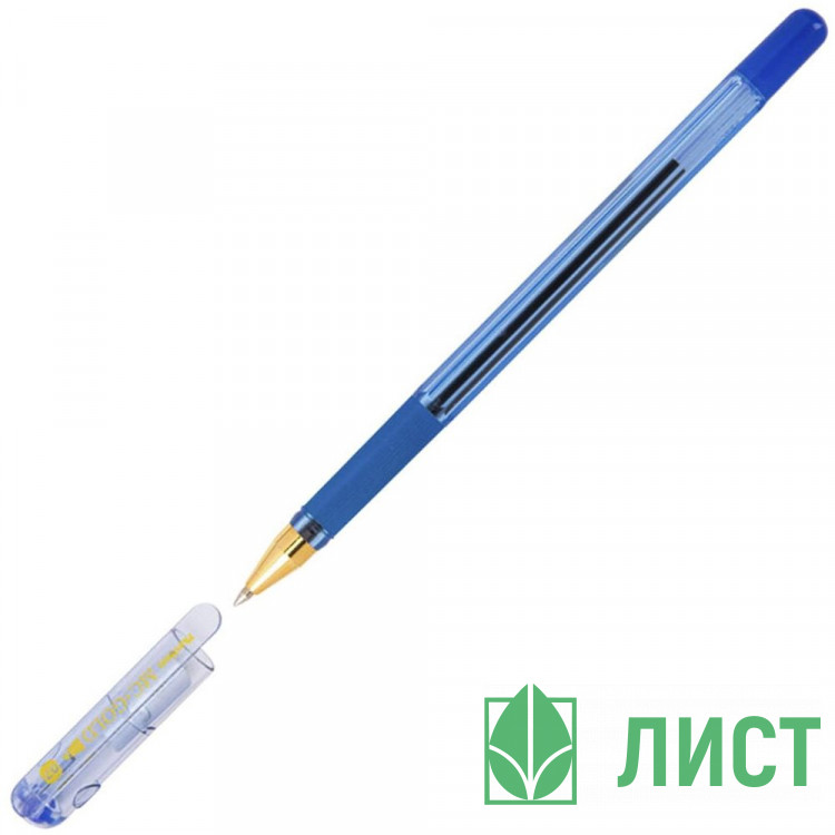 Ручка шариковая прозрачный корпус, резиновый упор (MC Gold) синий, 0,7мм, масло арт.ВМС07-02 (Ст.12/144/1728)