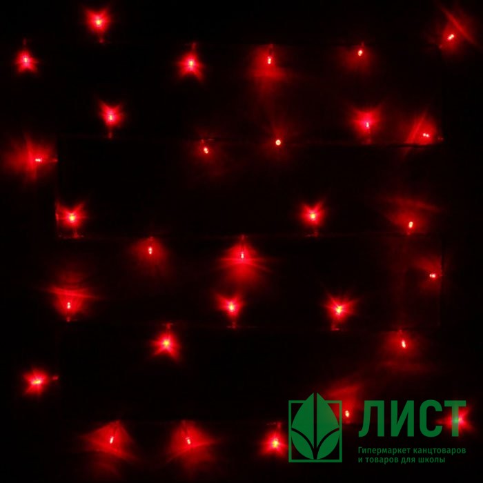 Гирлянда электрическая для дома точечная 24м 300LED цвет красный (светлый провод) 8режимов арт.128-006