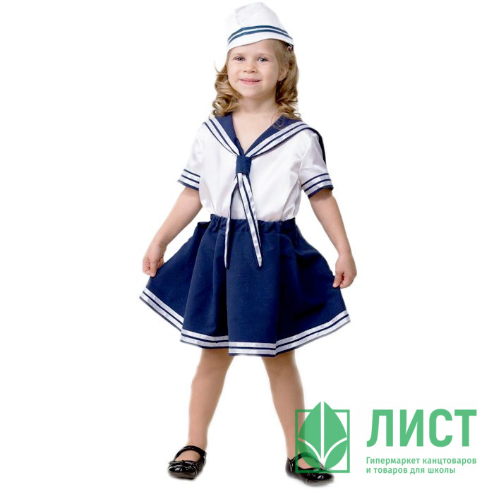 Костюм Д Морячка (блузка,юбка,головной убор) р.30 ткань арт.5704-116-60