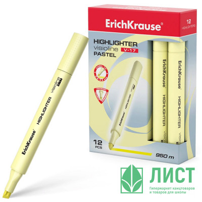 Маркер флуорисцентный ErichKrause Visioline V-17 Pastel скош. желтый арт.56019 (Ст.12) Маркер флуорисцентный ErichKrause Visioline V-17 Pastel скош. желтый арт.56019 (Ст.12)