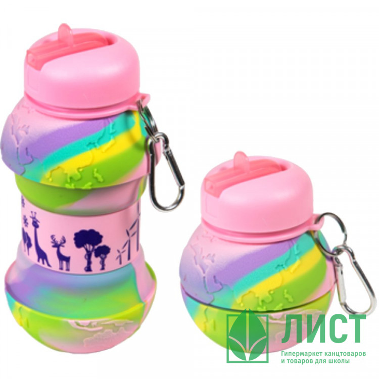 Бутылка 550мл deVENTE складная розово-сиреневая, мяч арт.8090484