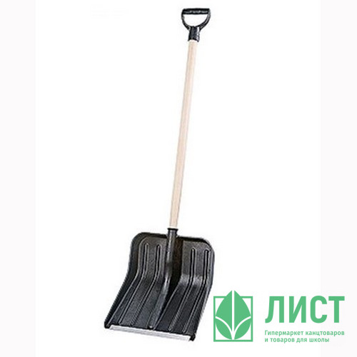 Лопата снеговая пластик 380*365 мм с черенком  с оцинк. наконечником