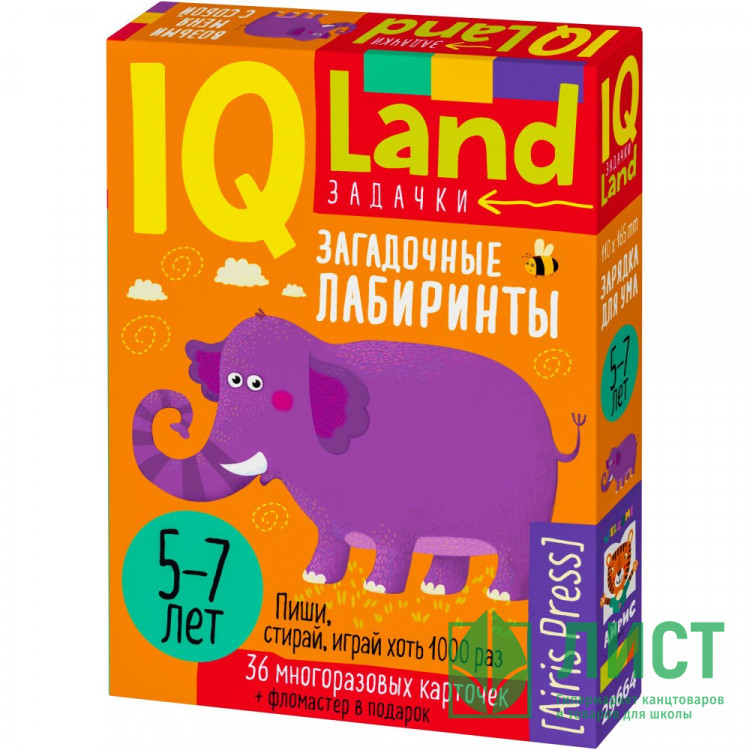 Карточки обучающие Айрис Загадочные лабиринты многоразовые с маркером 5+ арт.29664