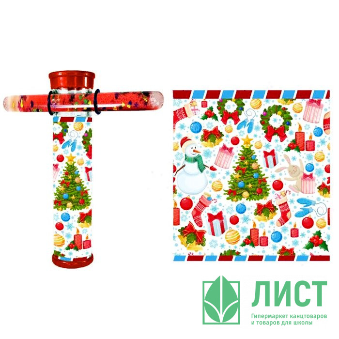 Калейдоскоп "Дед мороз и Снеговик" 16*14*3,5 с подсветкой арт.86315