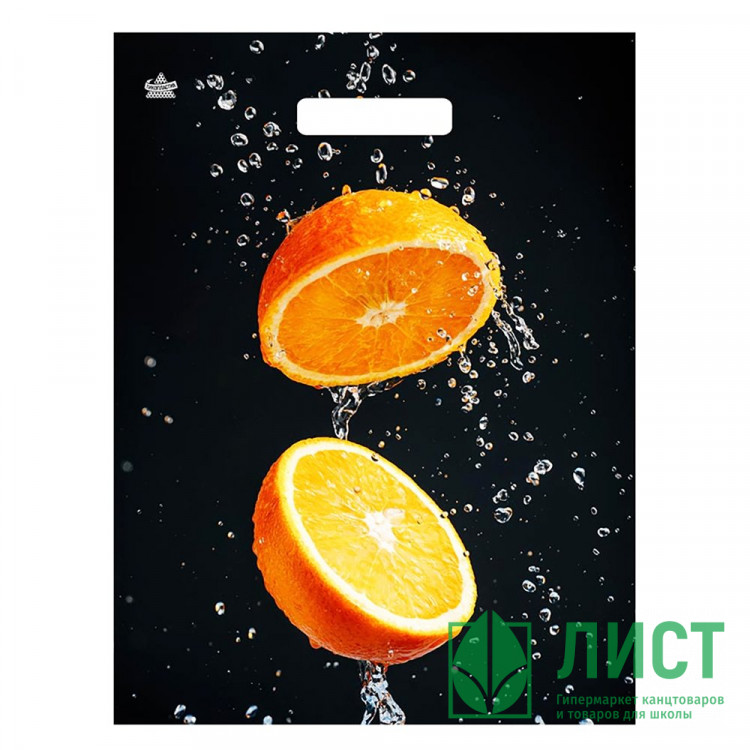 Пакет ПВД прорезная ручка 31*40 60мкм Апельсиновый рай