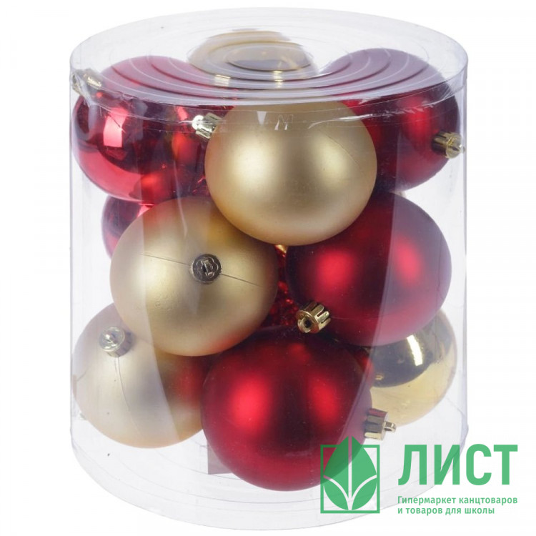 Набор шаров 08см 12шт/наб. "Менуэт" цв.красный/золото арт.722955
