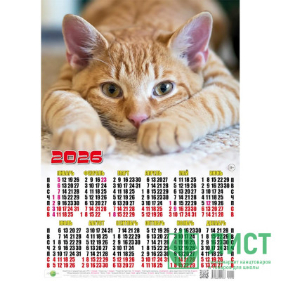 Календарь настен. листовой 2026 А2 &quot;Рыжий&quot; арт.1002 Календарь настен. листовой 2026 А2 "Рыжий" арт.1002