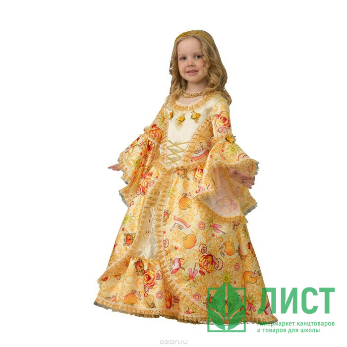 Костюм для девочки Золушка сказочная (платье,подъюбник,корона) р.26/104-34/134 ткань арт.5211