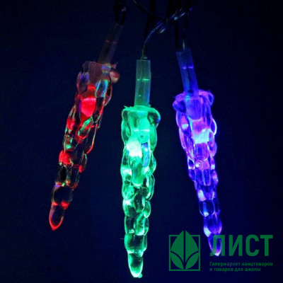 Гирлянда электрическая для дома фигурная 05м 20LED &quot;Сосульки&quot; цвет мульти (светлый провод) (можно соединять) арт.183-0063 Гирлянда электрическая для дома фигурная 05м 20LED "Сосульки" цвет мульти (светлый провод) (можно соединять) арт.183-0063