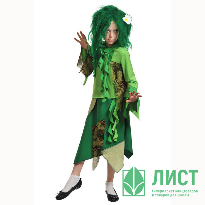 Костюм для девочки Кикимора (блузка,юбка,парик) р.32/122 ткань арт.5021-S