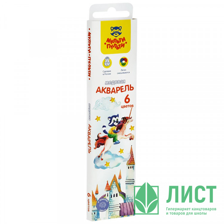 Акварель 6 цветов (Мульти-Пульти) Енот в сказке медовая без кисти (ст.48)