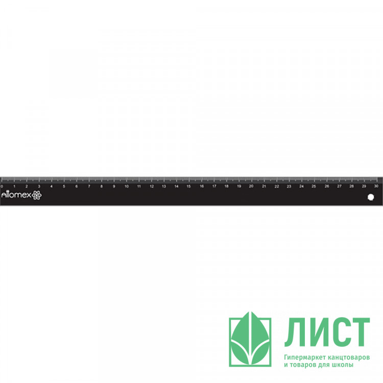 Линейка пластиковая "Attomex" 30 см, с индивидуальной маркировкой, черная