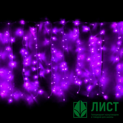 Гирлянда электрическая уличная занавес Дождь 3*2,5м 480LED цвет фиолетовый (светлый провод) 8режимов арт.183-071 Гирлянда электрическая уличная занавес Дождь 3*2,5м 480LED цвет фиолетовый (светлый провод) 8режимов арт.183-071
