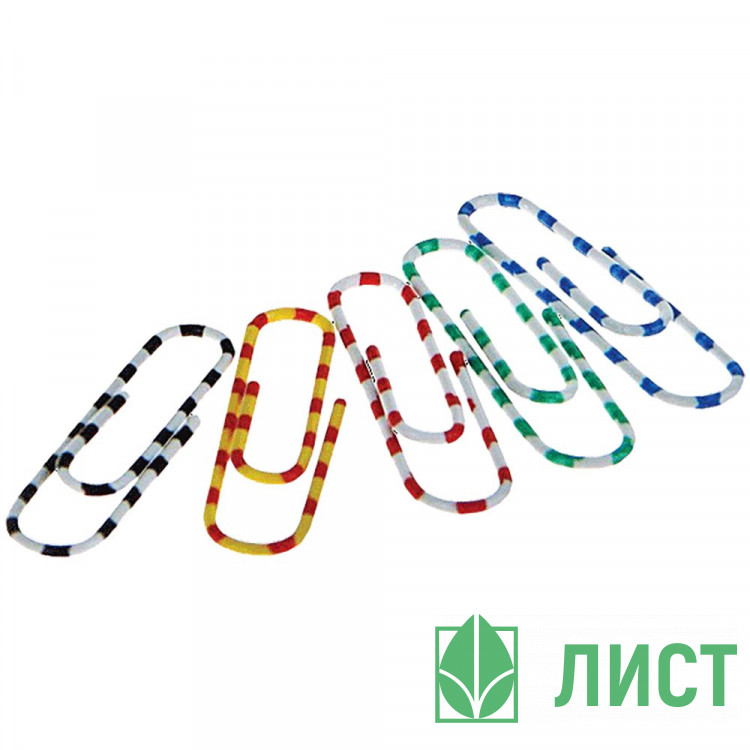 Скрепки виниловые 28мм овальные 100шт/уп. deVENTE цветные Зебра (Zebra) арт.4135345 (Ст.10/250)