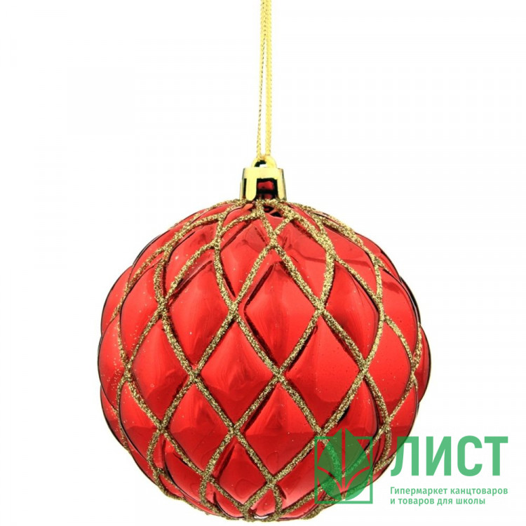 Шар пластик 08см "Золота сетка" цв.красный арт.744600