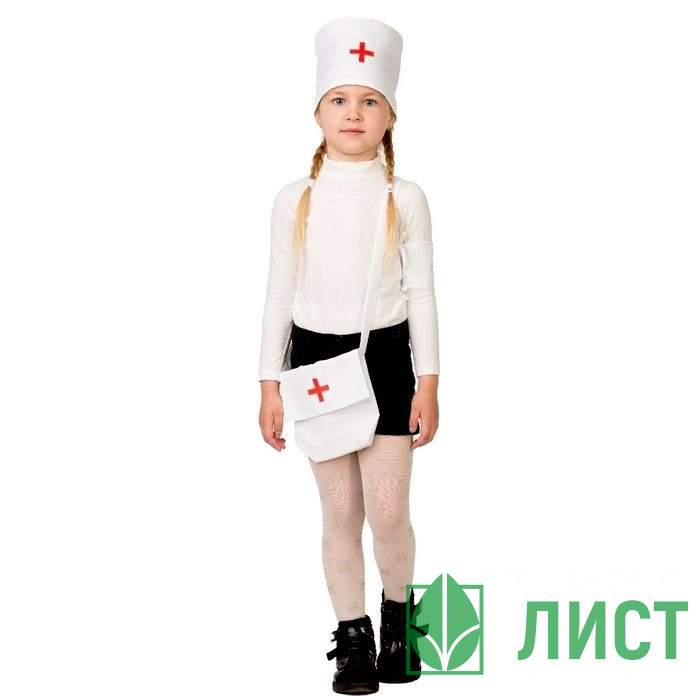 Набор Медсестра (колпак,повязка на руку,сумка) арт.5719