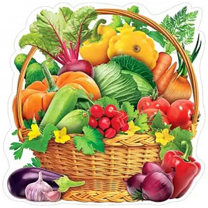 Украшение на скотче Корзина с овощами 26*26см арт.7-64-075