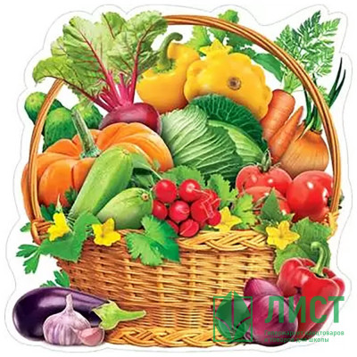 Украшение на скотче &quot;Корзина с овощами&quot; 26*26см арт.7-64-075 Украшение на скотче "Корзина с овощами" 26*26см арт.7-64-075