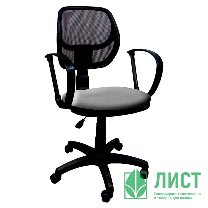 Кресло для оператора пластик/сетка Сатурн серое (В-40)