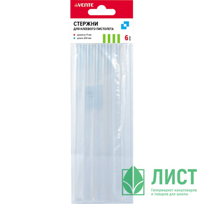 Стержни для клеевого пистолета в наборе 11мм*200 мм 6 штук (deVENTE) прозрачные арт.4181900
