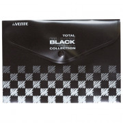 Папка-конверт на кнопке "deVENTE. TOTAL BLACK A5 (240x180 мм) 180 мкм, непрозрачная черная с дизайном, индивидуальная маркировка